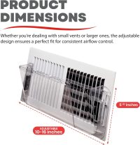 Alternative view of Adjustable Air Deflector for Sidewall and Ceiling Registers