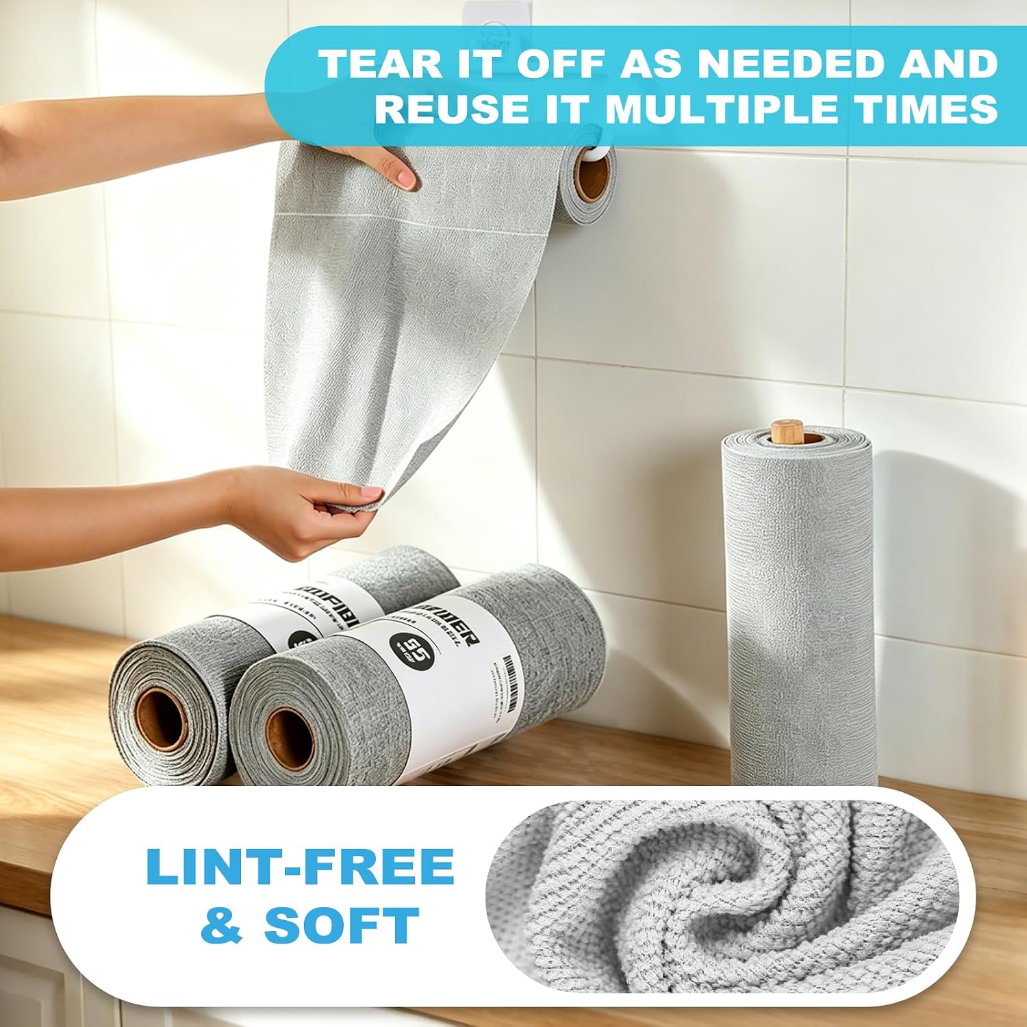 Microfiber Cleaning Cloth Roll - Image 2